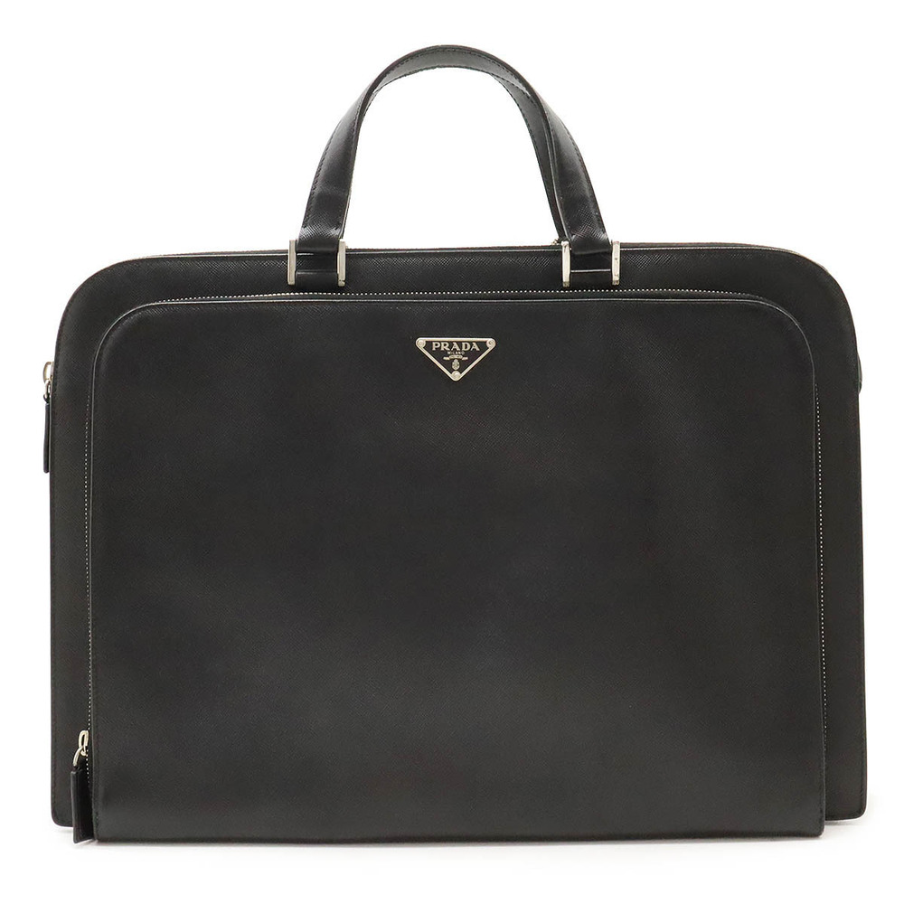 Prada Saffiano Briefcase Business Bag Embossed Leather NERO Black